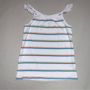 🆕 Rainbow Striped Tank Top Girl’s 5 White Ruffle Sleeve by OshKosh School Fall